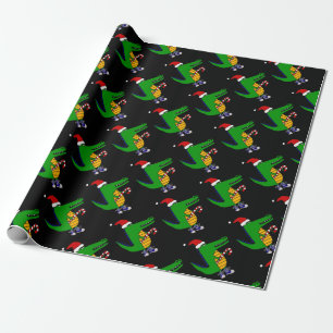 Gullig alligator i tecknad för Santa hattjul Presentpapper