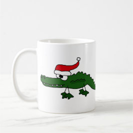 Gullig alligator som ha på sig julhatten kaffemugg