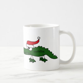 Gullig alligator som ha på sig julhatten kaffemugg