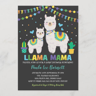 Gullig Alpaca för kaktus för Llamapojkebaby Inbjudningar
