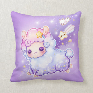 Gullig alpaca med kawaiiskyttestjärnan kudde