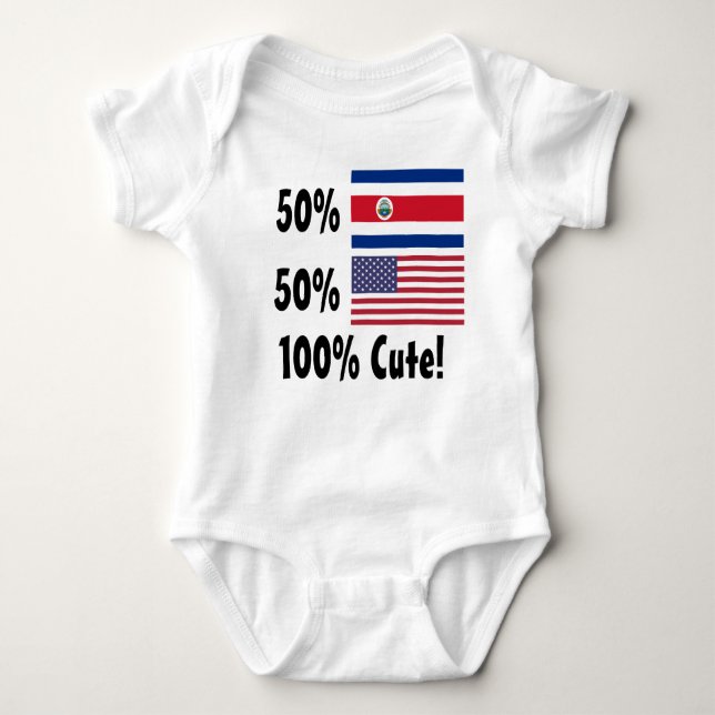 Gullig amerikan 100% för 50% costarikan 50% tee shirt (Framsida)