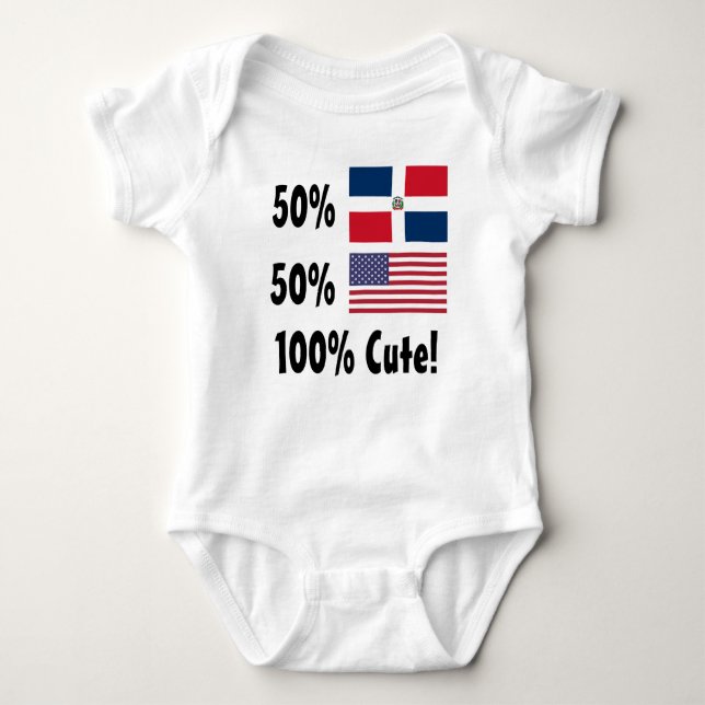 Gullig amerikan 100% för 50% dominikan 50% t-shirt (Framsida)