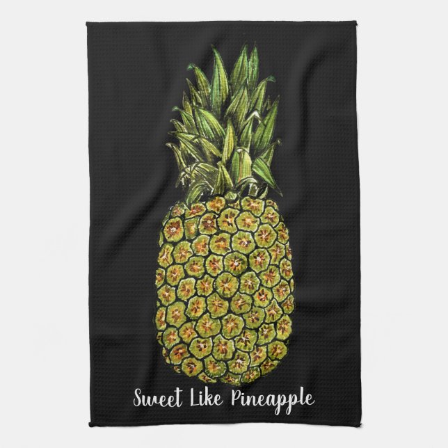 Gullig ananas för vattenfärgkonst kökshandduk (Vertikal)