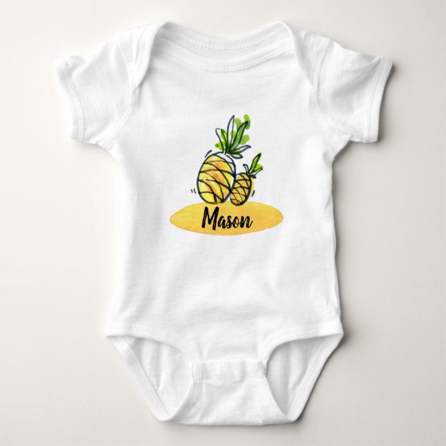Gullig ananaspersonligbodysuit t shirt (Framsida)