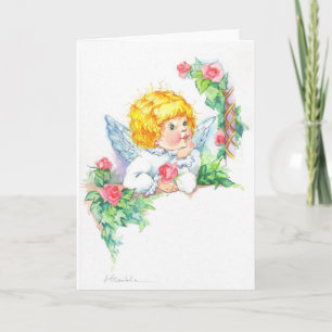 Gullig änglar för dop eller Christening Kort