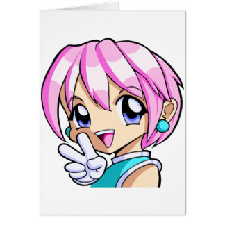 Gullig Animeflicka Hälsningskort