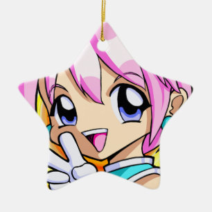 Gullig Animeflicka Julgransprydnad Keramik