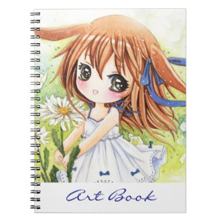 Gullig animeflicka med daisyn - anteckningsbok