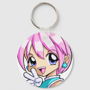 Gullig Animeflicka Nyckelring
