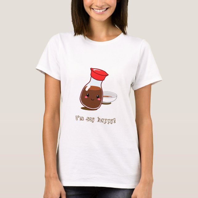 Gullig Animesoya "mig förmiddagsoylycklig! ", Tee Shirt (Framsida)