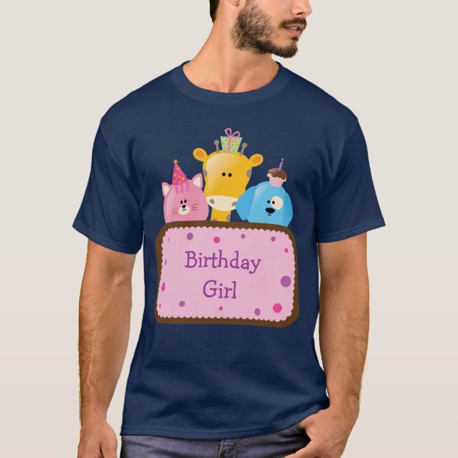 Gullig anpassade för djurfödelsedagflicka t-shirt (Framsida)