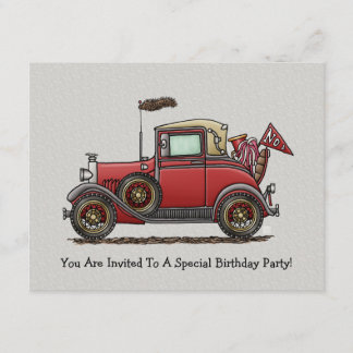 Gullig antik bil inbjudningar