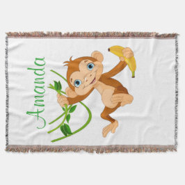 Gullig apa med bananen mysfilt