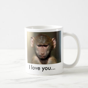 Gullig apamugg - jag älskar dig… kaffemugg