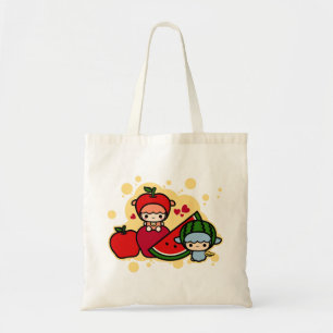 Gullig äpplevattenmelon och kawaiihusdjur tygkasse