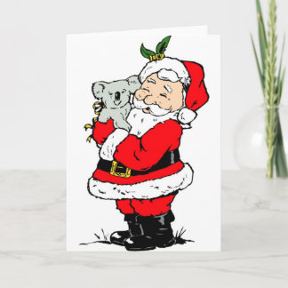 Gullig australiensisk jul Santa med koalaen Helgkort
