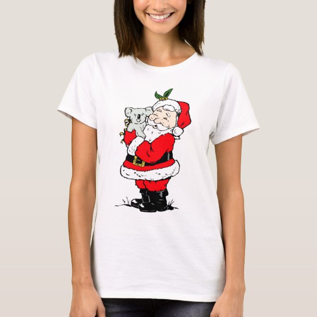 Gullig australiensisk jul Santa med koalaen Tee (Framsida)