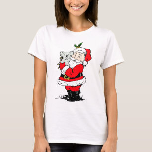 Gullig australiensisk jul Santa med koalaen Tee Shirt