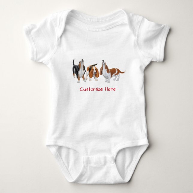 Gullig baby för Bassethundhundar ett biet T-shirt (Framsida)