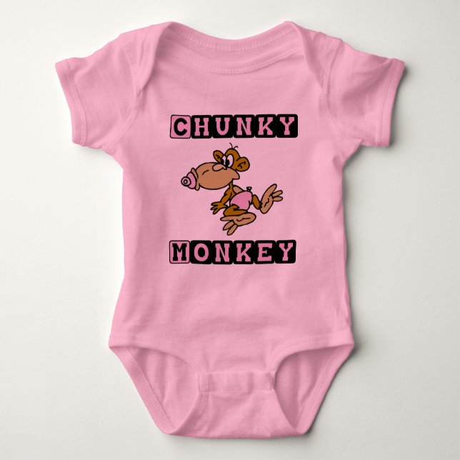 Gullig baby för rosa Chunky apa som är i ett Tee (Framsida)