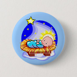 Gullig baby Jesus och stjärna Knapp