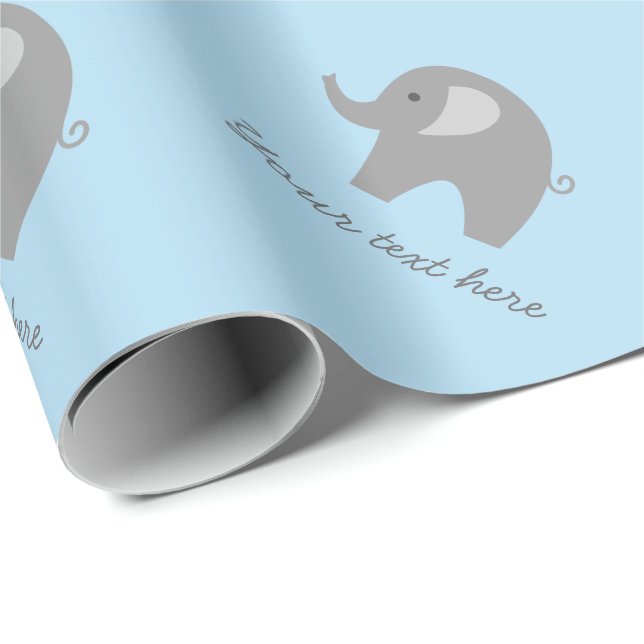 Gullig baby shower för blåttgråttelefant som slår presentpapper (Rullad Hörn)