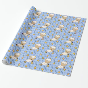 Gullig baby shower för blåttLambpojke Presentpapper