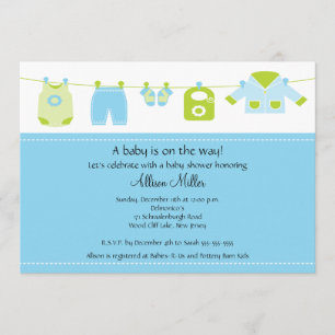 Gullig baby shower för pojke för inbjudningar