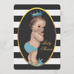 Gullig baby shower för Prince Svärta Vit Göra Inbjudningar