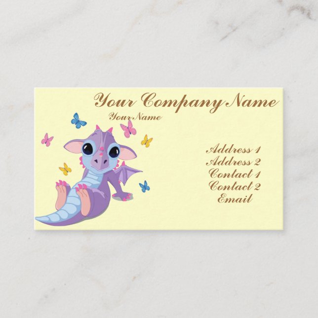 Gullig babydrake visitkort (Framsida)