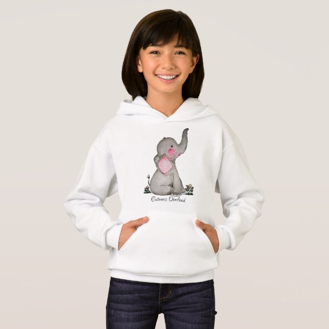 Gullig babyelefant för vattenfärg med rodnad & t-shirt (Hel framsida)