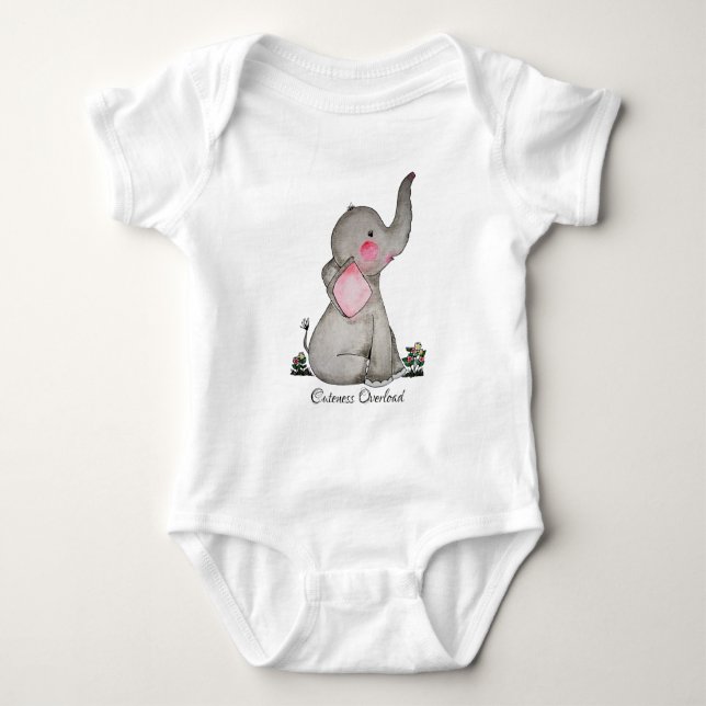 Gullig babyelefant för vattenfärg med rodnad & tee (Framsida)