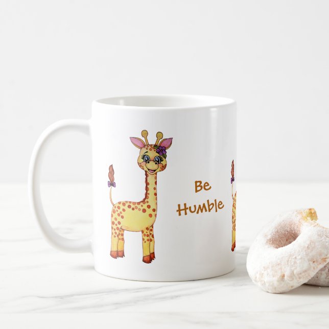 Gullig babygiraff för vattenfärg kaffemugg (Med munk)
