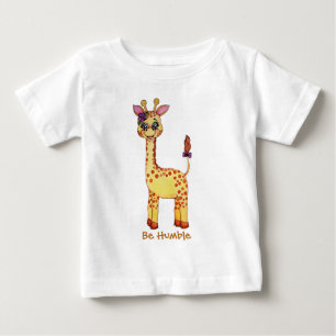 Gullig babygiraff för vattenfärg t shirt