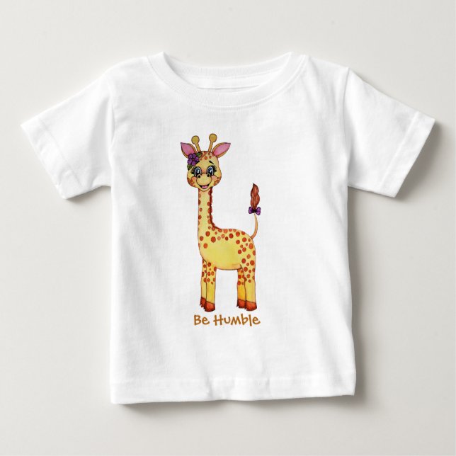 Gullig babygiraff för vattenfärg t shirt (Framsida)