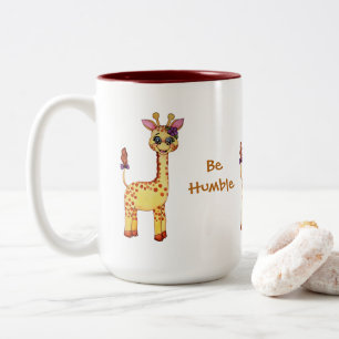 Gullig babygiraff för vattenfärg Två-Tonad mugg