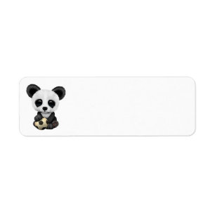 Gullig babyPanda med fotbollfotbollboll Returadress Etikett