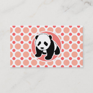 Gullig babyPanda; Rosa- & korallpolka dots Visitkort