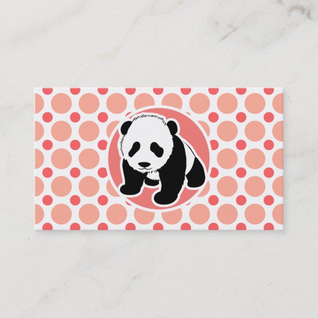 Gullig babyPanda; Rosa- & korallpolka dots Visitkort (Framsida)