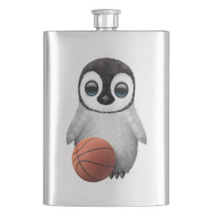 Gullig babypingvin som leker med basket fickplunta