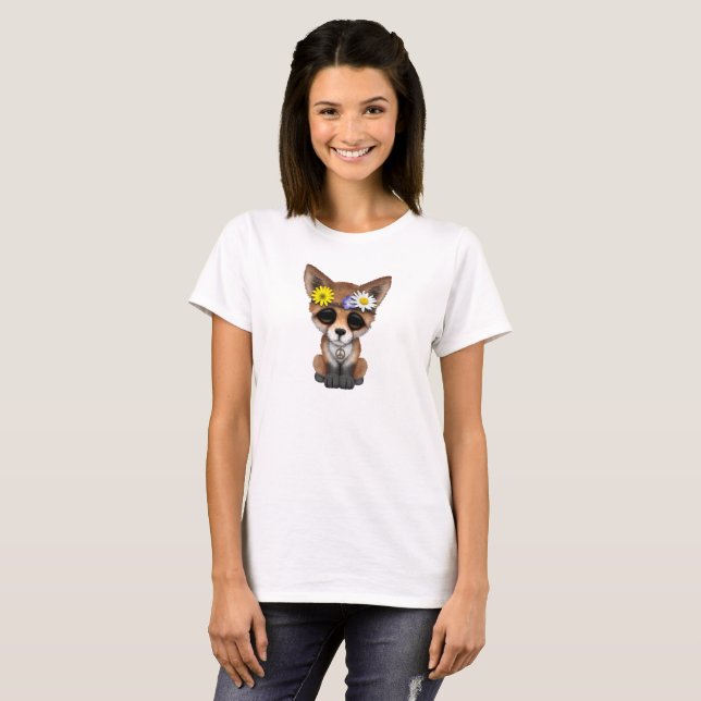 Gullig babyrävHippie Tee Shirt (Hel framsida)