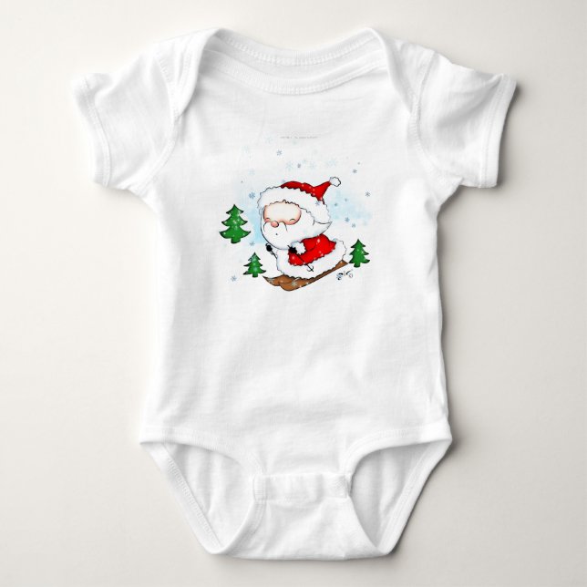 Gullig babySanta skidåkning T Shirt (Framsida)