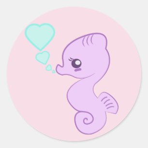 Gullig babySeahorse Runt Klistermärke