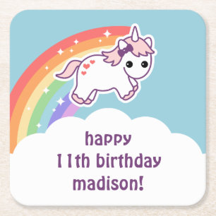 Gullig babyUnicorn Underlägg Papper Kvadrat