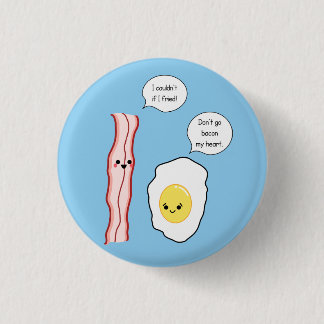 Gullig bacon- och äggtecknad knapp