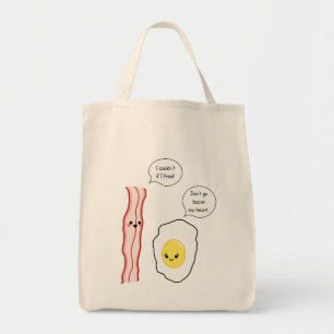 Gullig bacon- och äggtecknad tygkasse