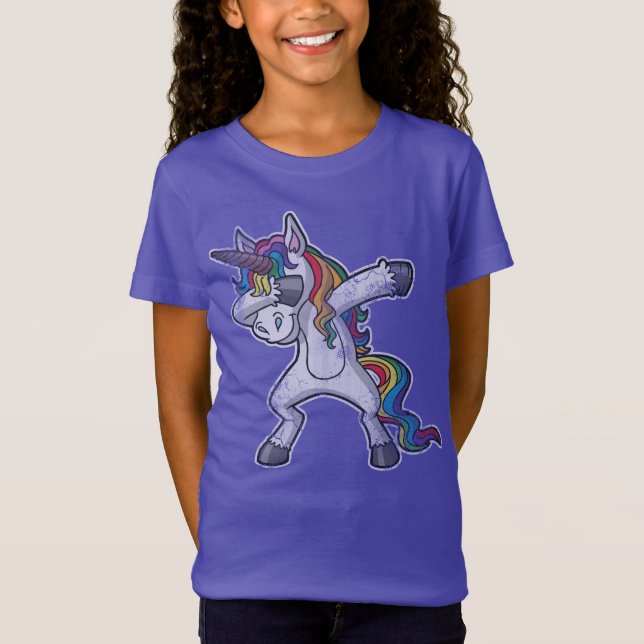 Gullig badda Unicorn T Shirt (Framsida)