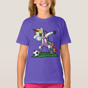 Gullig badda Unicornfotboll T Shirt