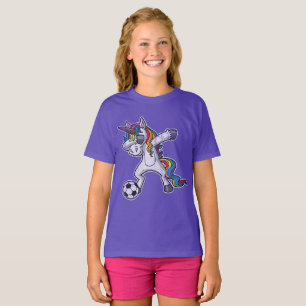 Gullig badda Unicornfotboll Tee